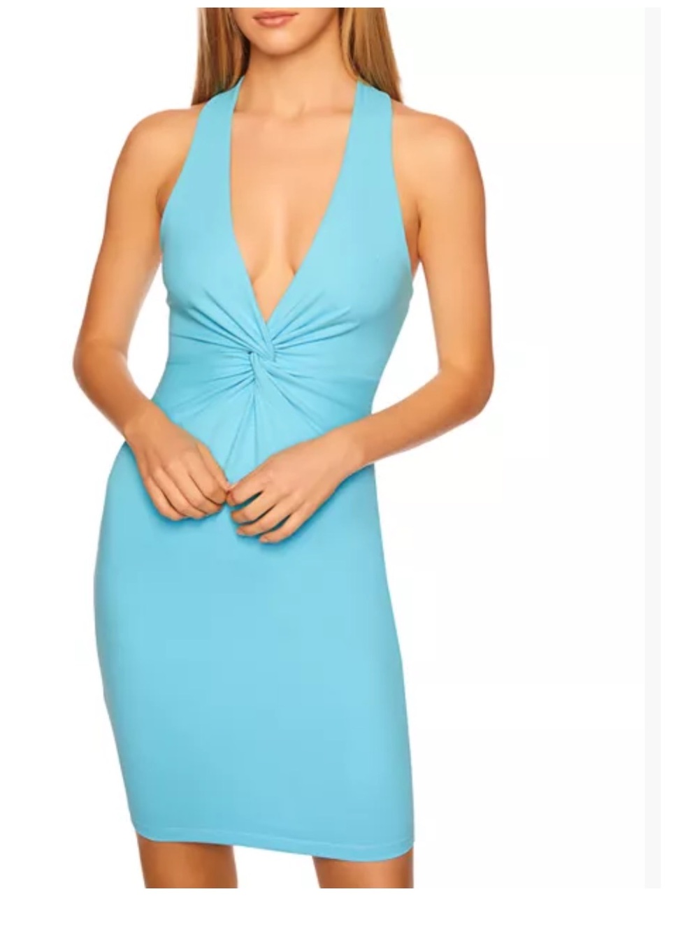 Susana Monaco Blue Twist-Front Halter Mini Dress